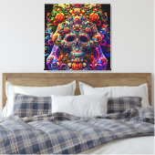 鮮やかフローラすごい糖スカル キャンバスプリント (インサイチュ (寝室))