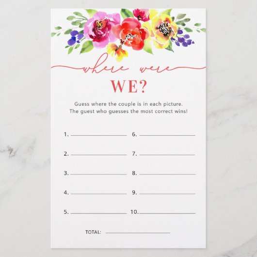 鮮やかフローラどこ我々ブライダルシャワーゲーム (正面)