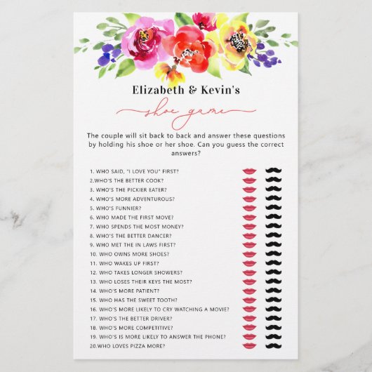 鮮やかフローラカラフルブライダルシャワーシューゲーム (正面)