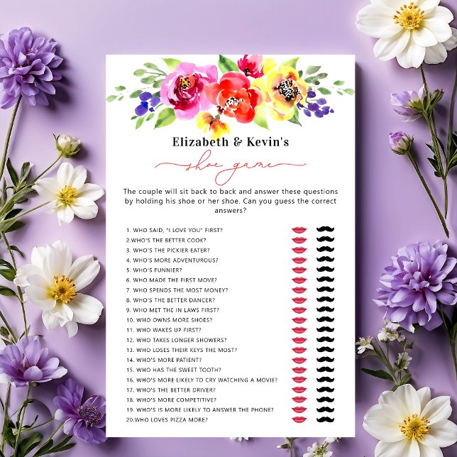 鮮やかフローラカラフルブライダルシャワーシューゲーム (クリエイターアップロード済み)