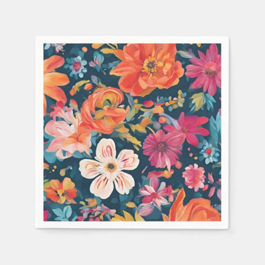 鮮やかフローラグラフィックアート スタンダードカクテルナプキン (正面)