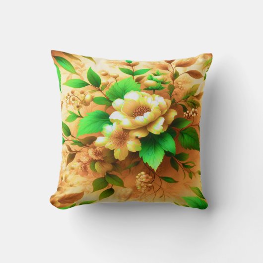 鮮やかフローラグリーンパステル クッション (正面)