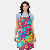 鮮やかフローラハート エプロン (着用した状態)