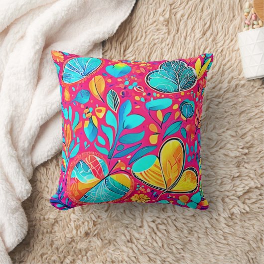 鮮やかフローラハート クッション (ブランケット)