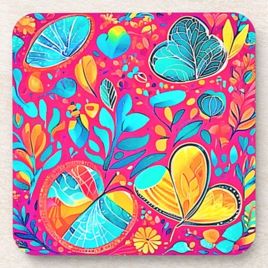 鮮やかフローラハート コースター (正面)