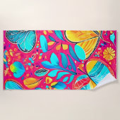 鮮やかフローラハート ビーチタオル (正面)