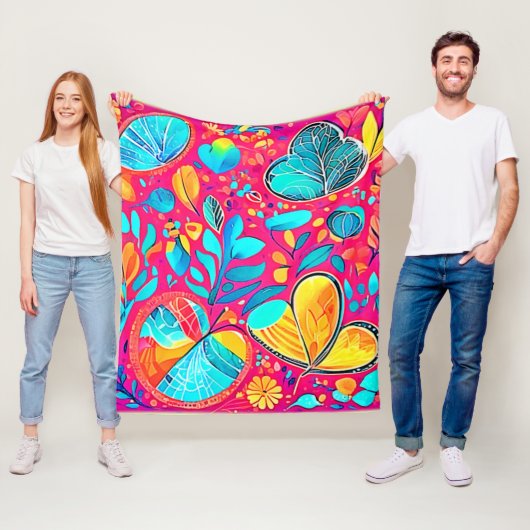 鮮やかフローラハート フリースブランケット (インサイチュ)