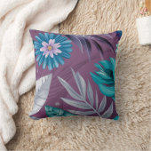 鮮やかフローラファンタジーオン深いパープルキャンバス クッション (ブランケット)