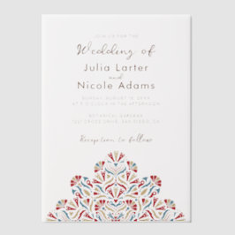 鮮やかフローラフレグランスディライトマンダラ結婚ズ ベラム紙招待状