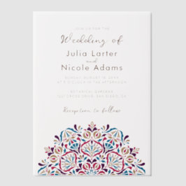 鮮やかフローラフレグランスディライトマンダラ結婚ズ ベラム紙招待状