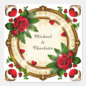 鮮やかフローラフレームデザイン スクエアシール (正面)