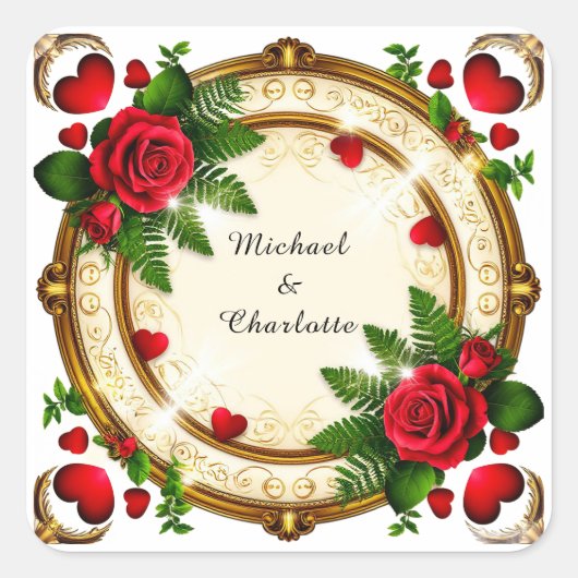 鮮やかフローラフレームデザイン スクエアシール (正面)