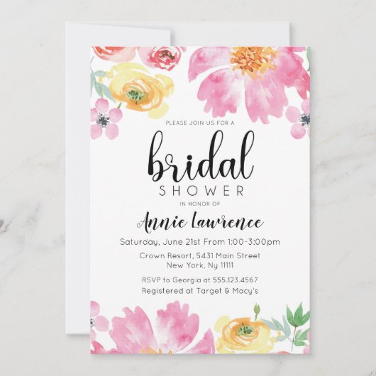 鮮やかフローラブライダルシャワー招待状 招待状 (正面)