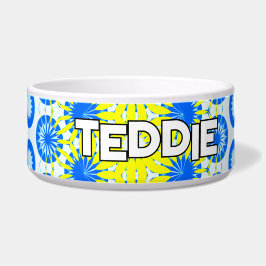 鮮やかフローラブルーイエローペット ボウル