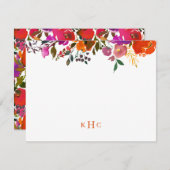 鮮やかフローラモノグラムの文房具ノートカード ノートカード (正面/裏面)