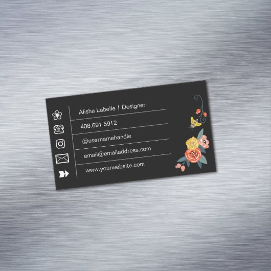 鮮やかフローラワイルドフラワー&ハニービー マグネット名刺 (インサイチュ)