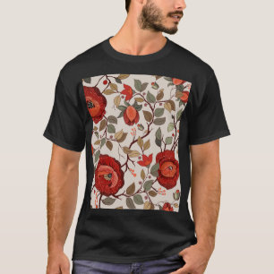 鮮やかフローラ壁紙:手書きパターン Tシャツ