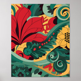 鮮やかフローラ抽象化 ポスター