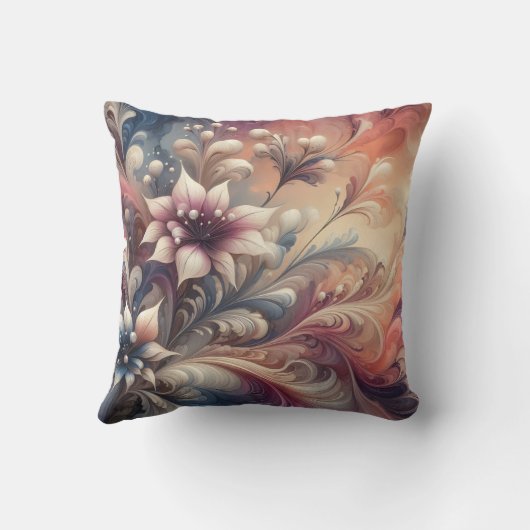 鮮やかフローラ抽象芸術渦 クッション (裏面)