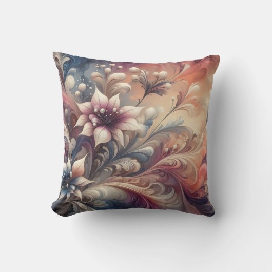 鮮やかフローラ抽象芸術渦 クッション (正面)