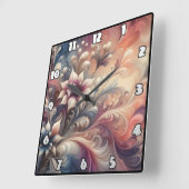 鮮やかフローラ抽象芸術渦 スクエア壁時計 (傾斜)
