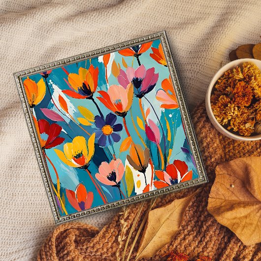 鮮やかフローラ抽象芸術 フォトプリント           