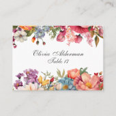 鮮やかフローラ水の色バジェット結婚ズ プレイスカード (正面)