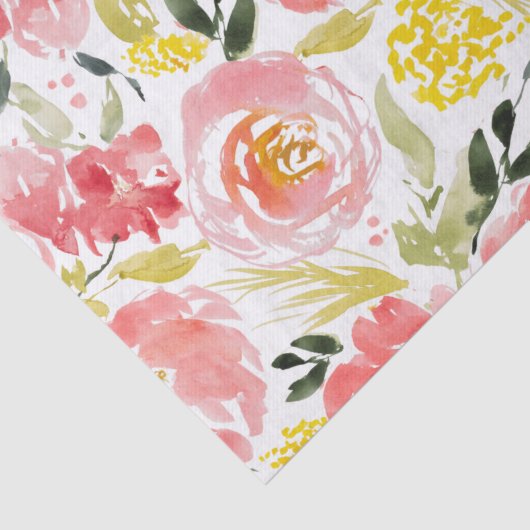 鮮やかフローラ水彩模様 薄葉紙 (詳細)