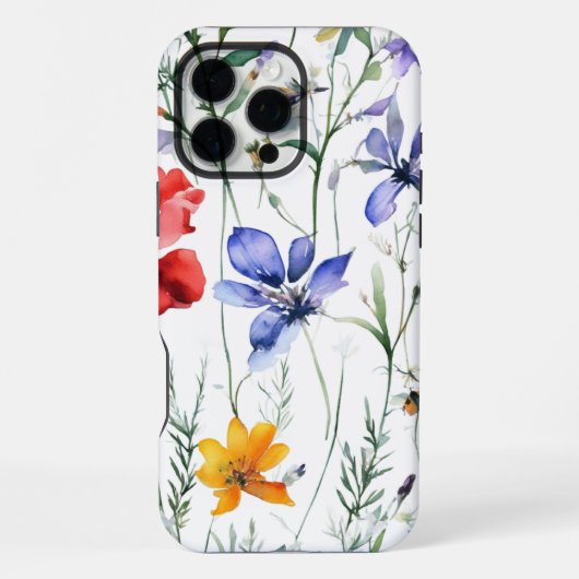 鮮やかフローラ水色パターン iPhoneケース (裏面)