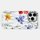 鮮やかフローラ水色パターン iPhoneケース (裏面横)