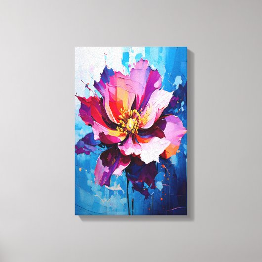 鮮やかフローラ爆発抽象芸術フラワーアート キャンバスプリント (正面)