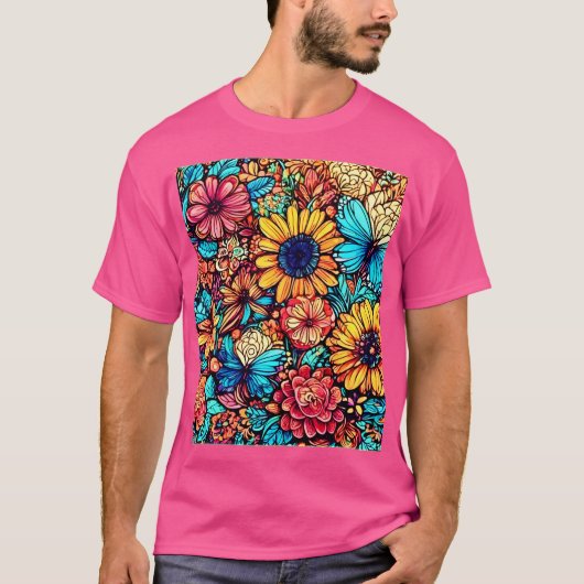 鮮やかフローラ爆発 Tシャツ (正面)