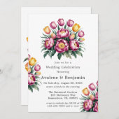 鮮やかフローラ結婚調和お祝い 招待状 (正面/裏面)