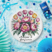 鮮やかフローラ結婚調和 ペーパープレート (パーティー)