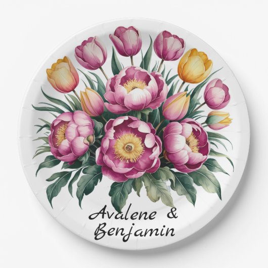 鮮やかフローラ結婚調和 ペーパープレート (正面)