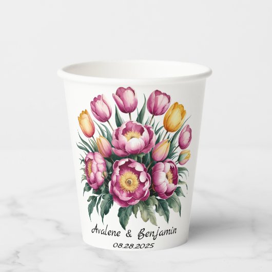 鮮やかフローラ結婚調和 紙コップ (正面)