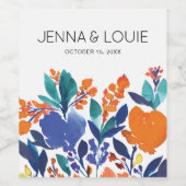 鮮やかフローラ結婚開花ワインラベル ワインラベル (シングルラベル)