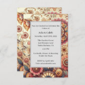 鮮やかフローラ複雑なマンダラ結婚アート 招待状 (正面/裏面)