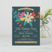 鮮やかフローラ誕生日パーティーの招待 招待状 (スタンド正面)