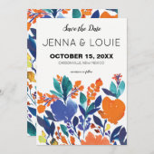 鮮やかフローラ開花日付の保存招待状 招待状 (正面/裏面)