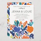 鮮やかフローラ開花結婚式招待状 招待状 (正面/裏面)