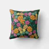 鮮やかフローラ：緑の背景ヴィンテージ。 クッション (裏面)