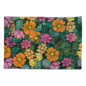 鮮やかフローラ：緑の背景ヴィンテージ。 枕カバー (裏面)