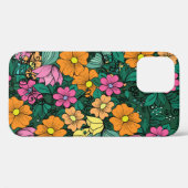 鮮やかフローラ:緑の背景ヴィンテージ。 Case-Mate iPhoneケース (裏面 (横))