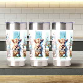 鮮やかブラッシュストロークイースターハイランドカウズ20oz 保温保冷タンブラー