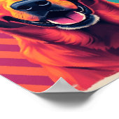 鮮やかポップ・アートのArt Dogポートレート:ウォーホルスタイルグリッド ポスター (角)