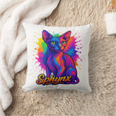 鮮やかポップ・アートのArt Sphynx Catカラフル - モダン クッション (ブランケット)