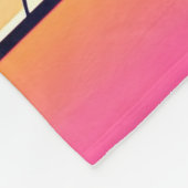 "鮮やかミッド・センチュリーモダンフラミンゴ・プールの夕日" フリースブランケット (角)