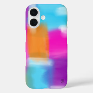 鮮やかミニマル抽象芸術 iPhone 16ケース