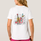 鮮やかミュージカル楽器イラストレーション Tシャツ (裏面)
